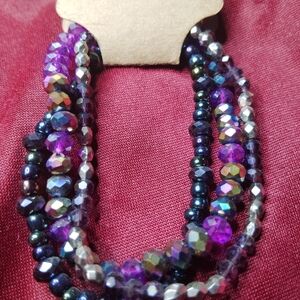 Purple and Silver Beaded Bracelet with Elegant Design